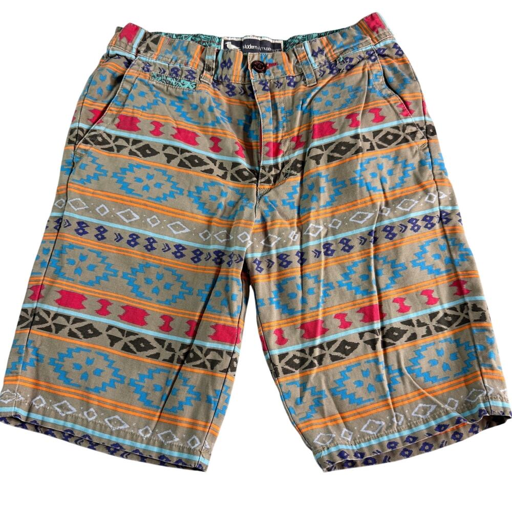 Modern Amusement Mens 30 Southwestern Aztec Cotton Shorts Surf Skate Festival